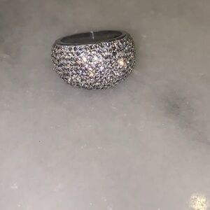 925 silver and pave dome crystal ring-approx size 8.5